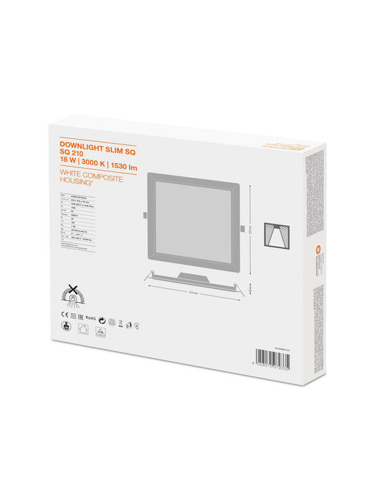 Ledvance Dl Slim Τετράγωνο LED Panel 18W με Θερμό Λευκό Φως 3000K