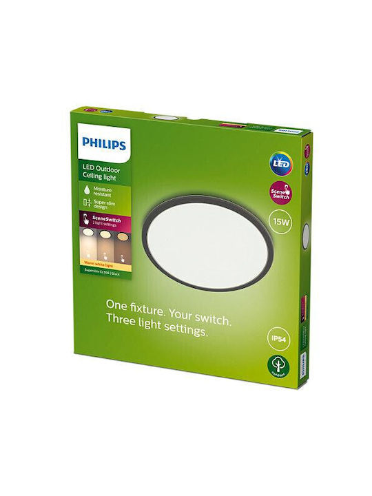 Philips Round Outdoor LED Panel 15W with Warm White Light 2700K 25cm
