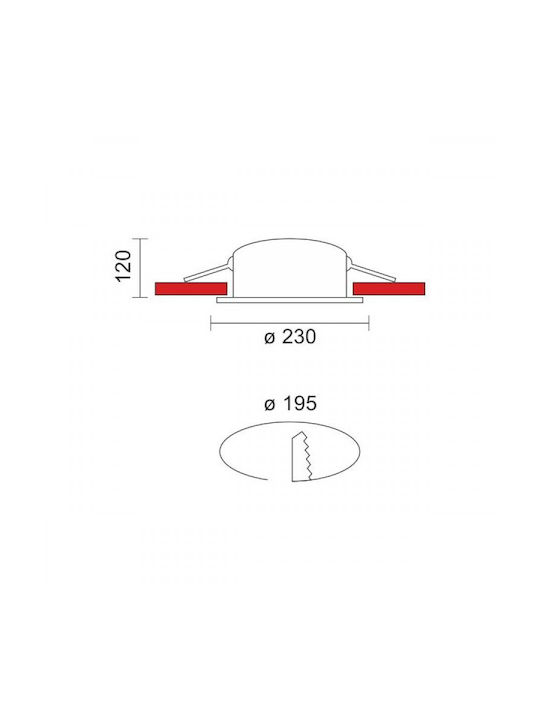 Spot Light Round Recessed LED Panel 60W with Natural White Light 4000K 23cm