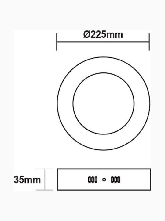Aca Round LED Panel 18W with Cool White Light 6500K 20.9cm