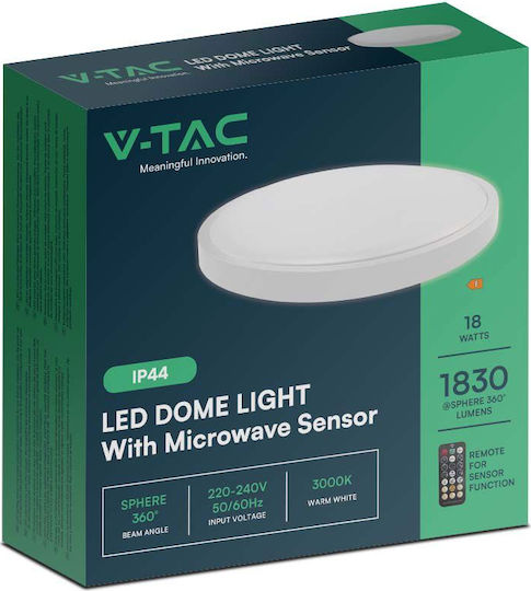 V-TAC Στρογγυλό Εξωτερικό LED Panel 18W με Θερμό Λευκό Φως 3000K