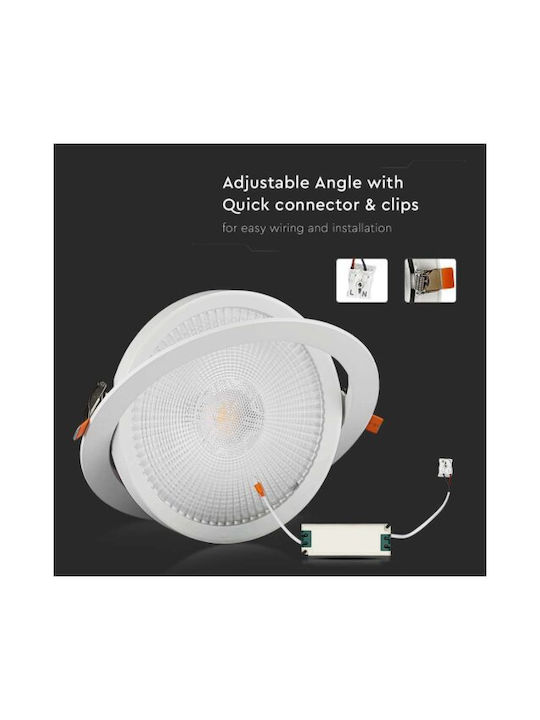 V-TAC Panou LED Rotund Încastrat 30W cu Lumină Alb Natural 4000K 22.5cm