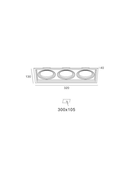 Triple Spot with Socket GU10 in White Color