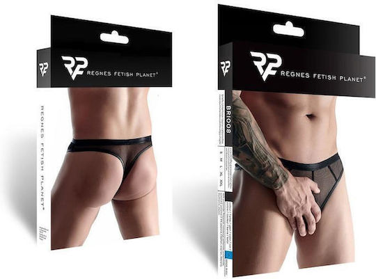 Men's Thong, Elasticated Mesh, Black