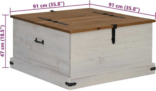 vidaXL Декоративна куфар Дърво Бял 91x47x47бр