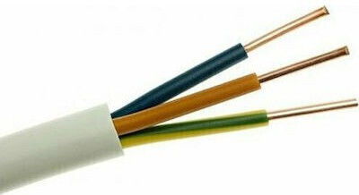 Eurolamp Power Cord with Diameter 3x2.5mm² in Alb Color 100m