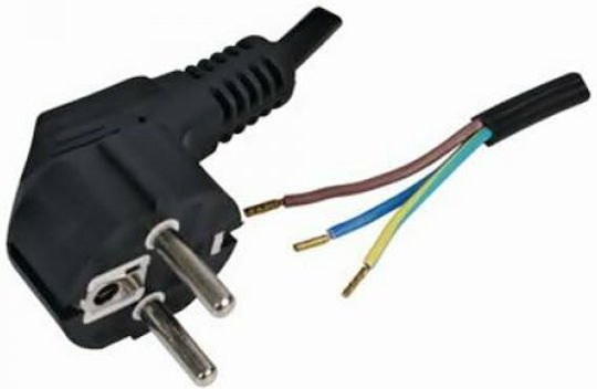 Καλώδιο Ρεύματος με Διατομή 3x1.5mm² σε Μαύρο Χρώμα 2m