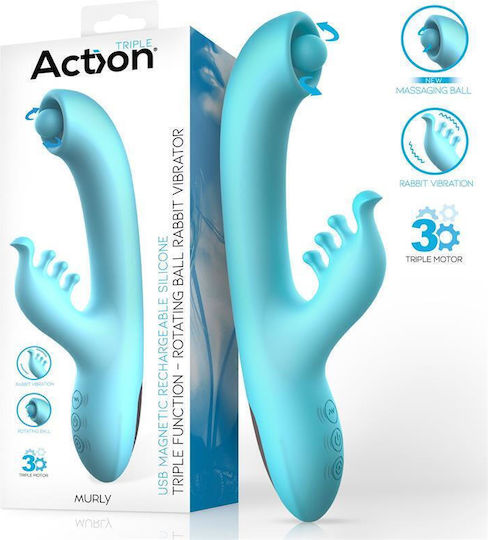 Action Vibrator Rabbit 22cm Light Blue