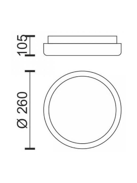 Spot Light Кръгла На открито LED Панел 15W с Топло бяло Светлина 3000К 26см.