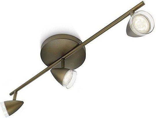 Philips Τριπλό LED Σποτ σε Μπρούτζινο Χρώμα