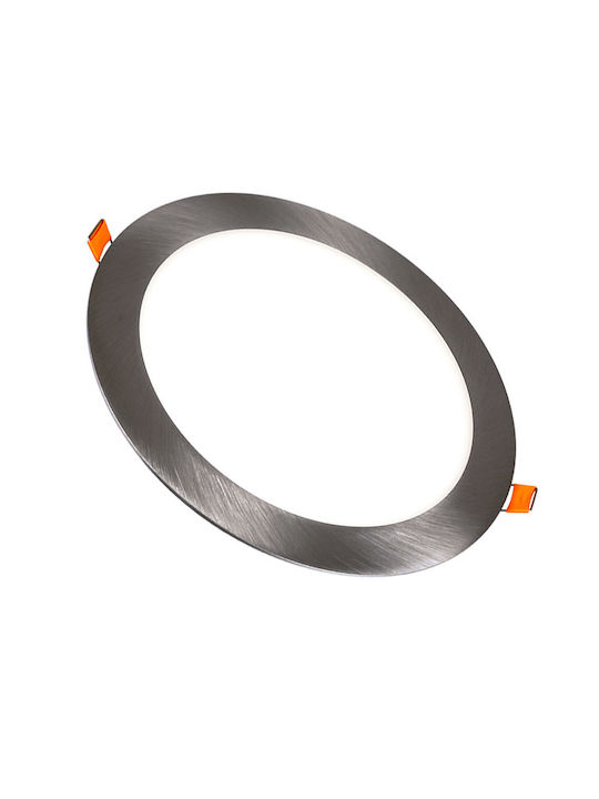Aca Round Metallic Recessed Spot with Built-in LED and Natural White Light Silver 22x22cm