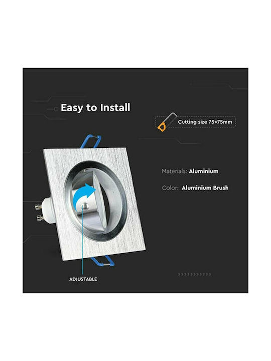 Aigostar Square Metallic Frame for Spot GU10 Silver 9.1x9.1cm. 1pcs
