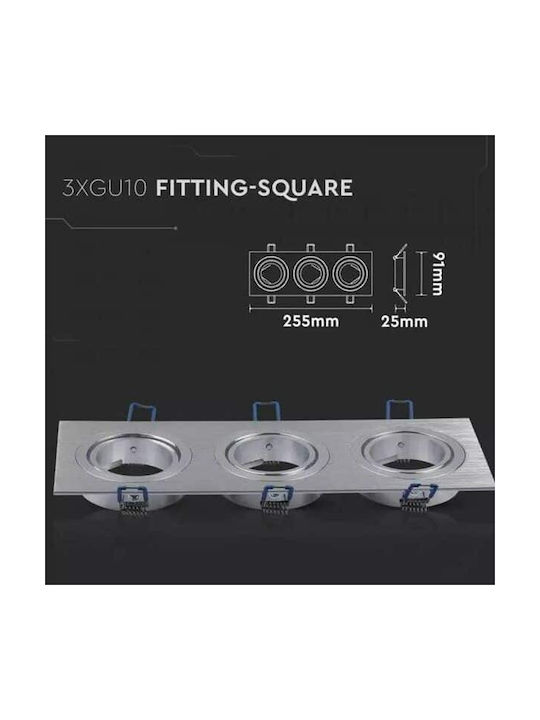 Aigostar Rectangle Metallic Frame for Spot GU10 Silver 25.5x9.1cm. 1pcs