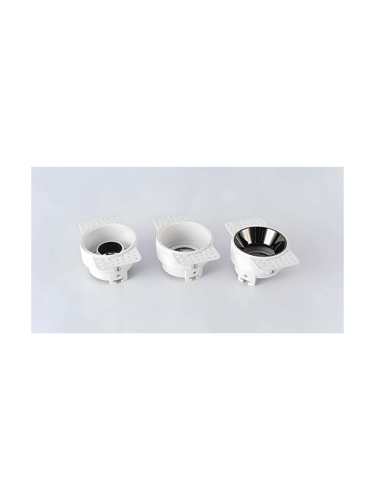 Home Lighting Round Metallic Recessed Spot with Socket GU10 White 8x8cm. 1pcs