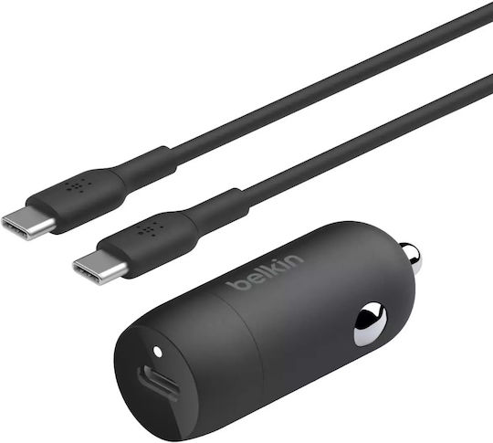 Belkin Зарядно за кола 30W Бързо Зареждане с един Порт: 1xType-C заедно с Кабел Type-C Кафяв Цвят
