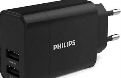 Philips Car Charger Black Total Intensity 3.1A with Ports: 2xUSB