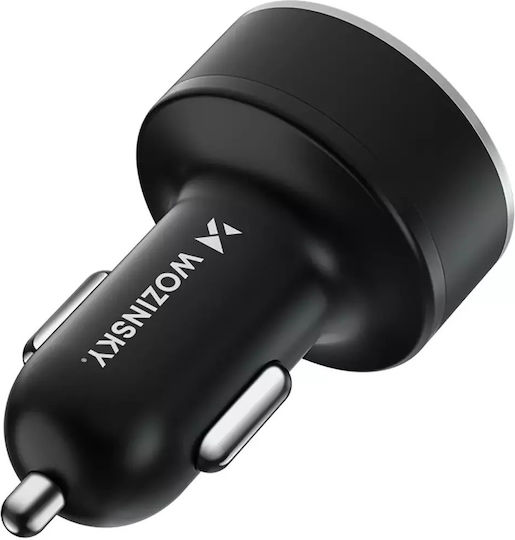 Wozinsky Auto-Ladegerät 50W 5A mit Anschlüssen: 1xUSB 2xType-C Schwarz Farbe