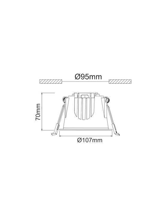 Aca Recessed Spot with Integrated LED and Cool White Light White 10.7x10.7cm.