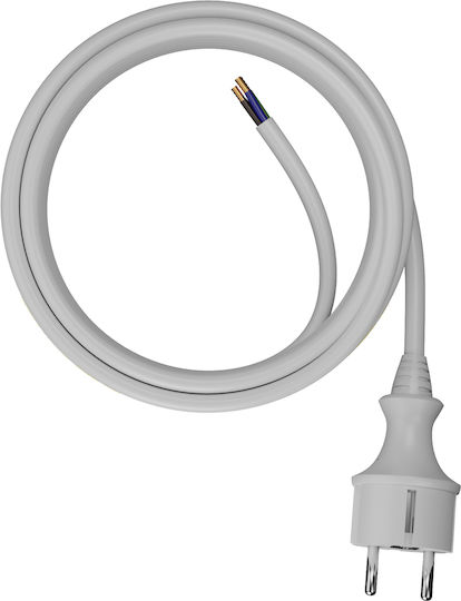 AWTools Netzkabel Typ NYL mit Kabeleigenschaften 3x1.5mm² in Weiß Farbe 1m