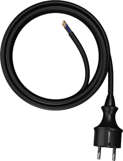 AWTools Καλώδιο Ρεύματος με Διατομή 3x1.5mm² σε Μαύρο Χρώμα 1m