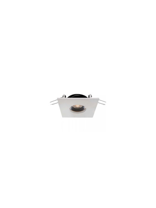 Zambelis Lights Square Metallic Recessed Spot with Socket GU10 White 8.4x8.4cm.