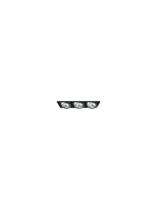 KT Lighting Παραλληλόγραμμο Μεταλλικό Χωνευτό Σποτ Μαύρο 1τμχ