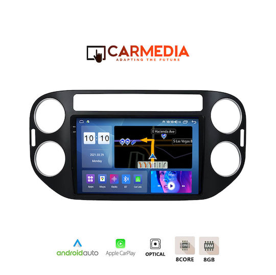 Carmedia Ηχοσύστημα Αυτοκινήτου για Volkswagen Tiguan 2004-2016 (Bluetooth/USB/AUX/WiFi/GPS/Apple-Carplay/Android-Auto) με Οθόνη Αφής 9.5"