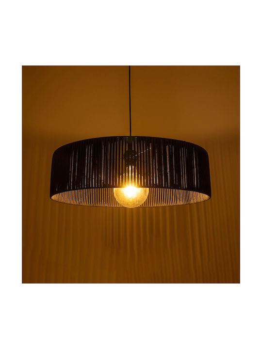 GloboStar Rattan Pendant Light Black Boho with Socket E27 55x55x90cm
