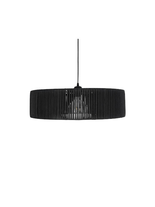 GloboStar Rattan Pendant Light Black Boho with Socket E27 55x55x90cm