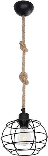 GloboStar Talah Pendant Light Black with Rope for Socket E27 14x14x61.5cm