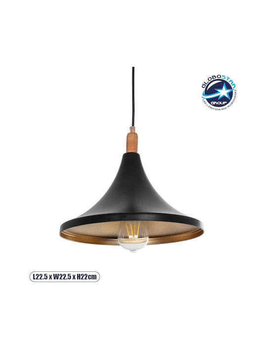 GloboStar Belfry Hängelampe Schwarz Glocke mit Fassung E27 29.5x29.5x90cm.