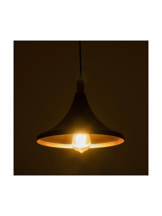 GloboStar Belfry Hängelampe Schwarz Glocke mit Fassung E27 29.5x29.5x90cm.