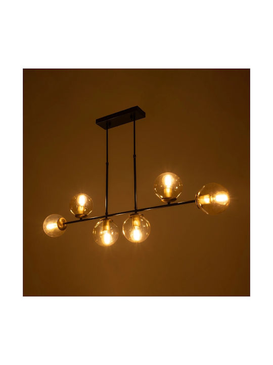 GloboStar Lattice Pendant Light Black Rail for 6 Bulbs E27 130x20x70cm