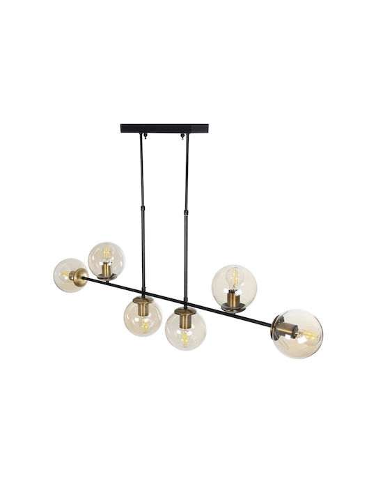 GloboStar Lattice Pendant Light Black Rail for 6 Bulbs E27 130x20x70cm
