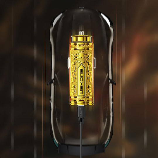 WK Autoladegerät 20W Schnellladen mit einer Buchse 1xUSB Goldene Farbe