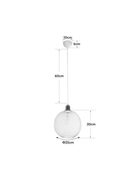 GloboStar Wire Pendant Light White Grid with Socket E27 29x29x90cm