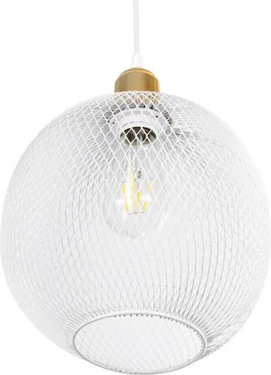 GloboStar Wire Hängelampe Weiß Raster mit Fassung E27 29x29x90cm.