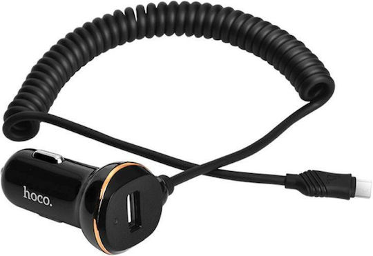 Hoco Auto-Ladegerät 3.4A mit einem Anschluss: 1xUSB mit Kabel Mikro-USB Schwarz Farbe