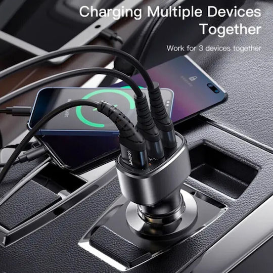 Yesido Car Charger 42W 2.4A Fast Charging with Ports 3xUSB-A Black Color