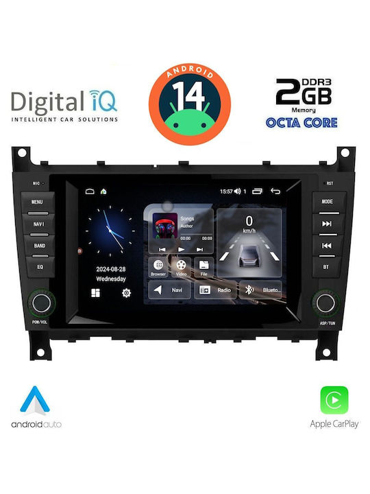 Digital IQ Sistem Audio Auto pentru Mercedes-Benz Clasa C / Clasa CLK 2004-2008 (Bluetooth/USB/AUX/WiFi/GPS/Apple-Carplay/Android-Auto) cu Ecran Tactil 7"