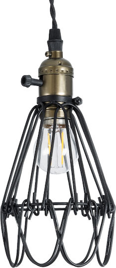 GloboStar Flower Iron Pendant Light Orange Grid with Socket E27 10x10x20cm