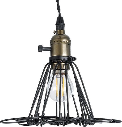GloboStar Flower Iron Pendant Light Orange Grid with Socket E27 10x10x20cm