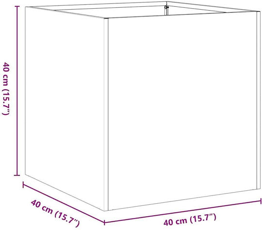 vidaXL Metallic Silver Planter Box 40x40x40cm