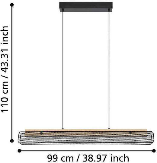 Eglo Висящо Осветително Тяло Черен Rail 99x5x110см.