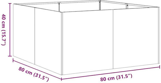 vidaXL Planter Box Metal Silver 80x80x40cm.