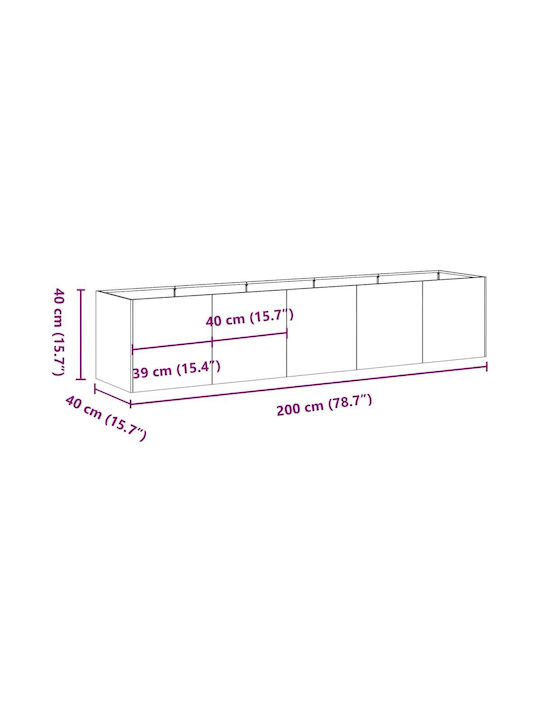 vidaXL Blumenkasten Metallisch Silver 200x40x40cm.