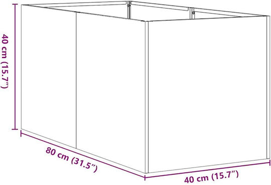 vidaXL Метална Кутия За Саксии Сребриста 40x80x40см
