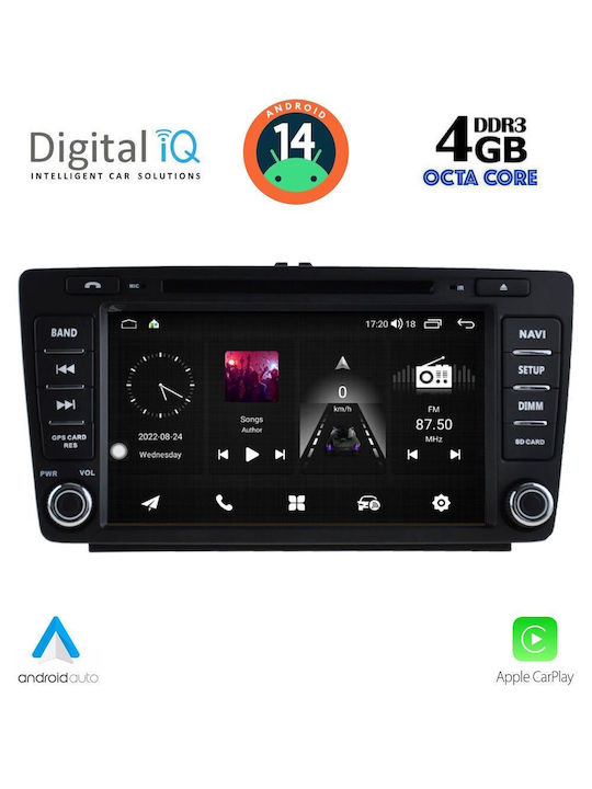 Digital IQ Car Audio System for Skoda Octavia 2005-2012 (Bluetooth/USB/AUX/WiFi/GPS/Apple-Carplay/Android-Auto) with Touch Screen 8"