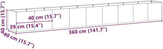 vidaXL Planter Box Metal Silver 360x40x40cm.