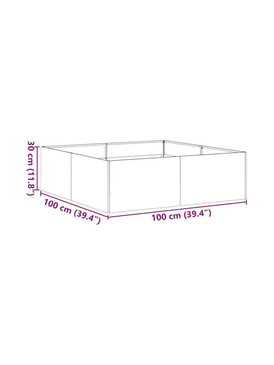 Vidaxl Ζαρντινιέρα 100x100x30 Εκ Ανοξείδωτο Ατσάλι Ασήμι